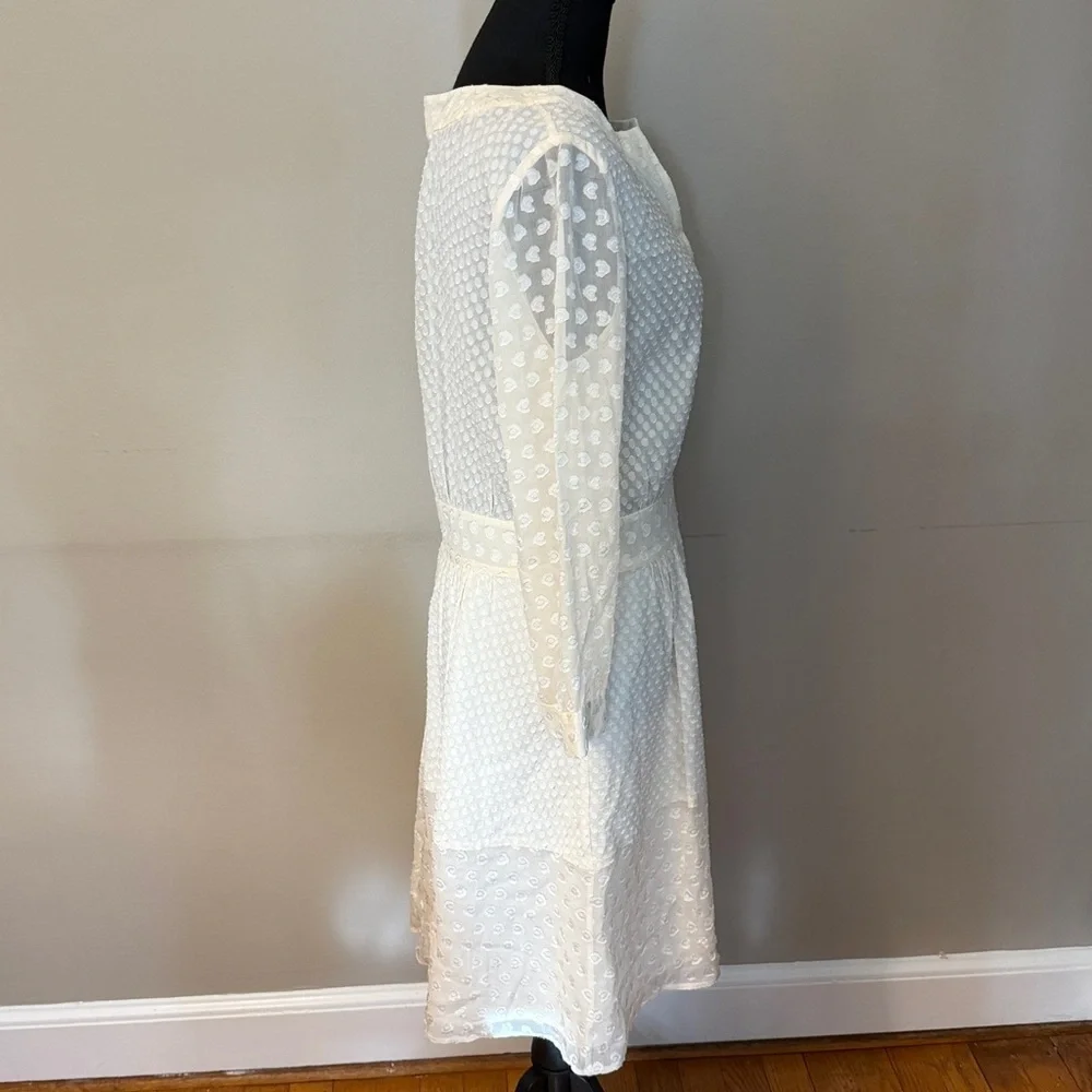 Tory Burch Ivory Swiss Dot Dress Size 8. Excellent condition. Side zipper .